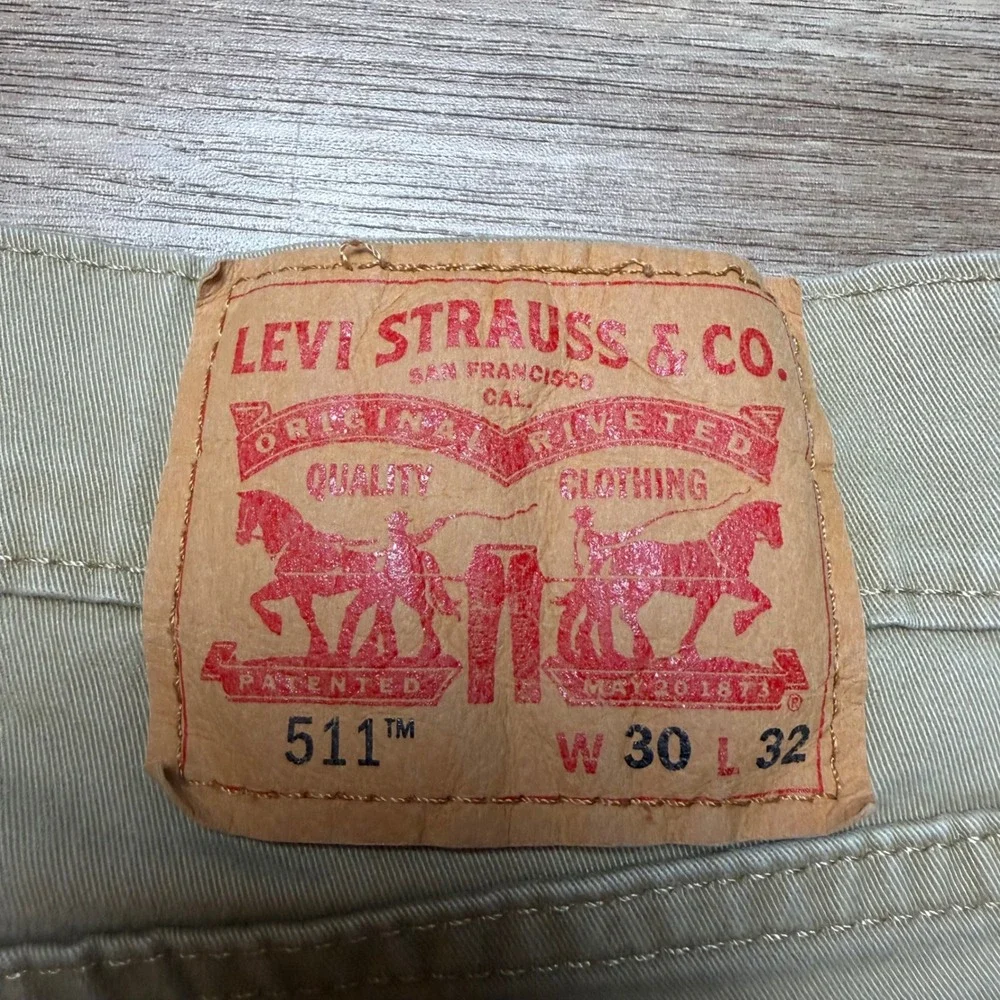 Levi's 511 Slim Fit Pants Mens 30x32 Khaki Tan Stretch Twill Chino Modern Preppy